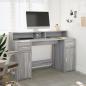 Preview: LED-Schreibtisch Grau Sonoma 140x55x91 cm Holzwerkstoff