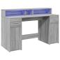 Preview: LED-Schreibtisch Grau Sonoma 140x55x91 cm Holzwerkstoff
