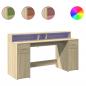 Preview: LED-Schreibtisch Sonoma-Eiche 160x55x91 cm Holzwerkstoff