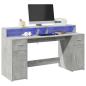 Preview: ARDEBO.de - LED-Schreibtisch Betongrau 160x55x91 cm Holzwerkstoff