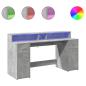 Preview: LED-Schreibtisch Betongrau 160x55x91 cm Holzwerkstoff
