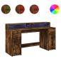 Preview: LED-Schreibtisch Räuchereiche 160x55x91 cm Holzwerkstoff