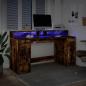 Preview: LED-Schreibtisch Räuchereiche 160x55x91 cm Holzwerkstoff