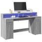 Preview: ARDEBO.de - LED-Schreibtisch Grau Sonoma 160x55x91 cm Holzwerkstoff