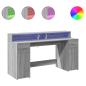 Preview: LED-Schreibtisch Grau Sonoma 160x55x91 cm Holzwerkstoff