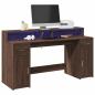 Preview: ARDEBO.de - LED-Schreibtisch Braun Eichen-Optik 160x55x91 Holzwerkstoff