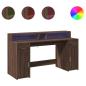 Preview: LED-Schreibtisch Braun Eichen-Optik 160x55x91 Holzwerkstoff