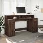Preview: LED-Schreibtisch Braun Eichen-Optik 160x55x91 Holzwerkstoff