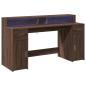 Preview: LED-Schreibtisch Braun Eichen-Optik 160x55x91 Holzwerkstoff