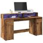 Preview: ARDEBO.de - LED-Schreibtisch Altholz-Optik 160x55x91 cm Holzwerkstoff