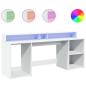 Preview: LED-Schreibtisch Weiß 200x55x91 cm Holzwerkstoff