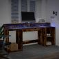 Preview: LED-Schreibtisch Räuchereiche 200x55x91 cm Holzwerkstoff