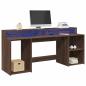 Preview: ARDEBO.de - LED-Schreibtisch Braun Eichen-Optik 200x55x91 Holzwerkstoff