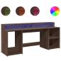 Preview: LED-Schreibtisch Braun Eichen-Optik 200x55x91 Holzwerkstoff