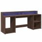 Preview: LED-Schreibtisch Braun Eichen-Optik 200x55x91 Holzwerkstoff