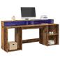 Preview: ARDEBO.de - LED-Schreibtisch Altholz-Optik 200x55x91 cm Holzwerkstoff