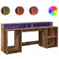 Preview: LED-Schreibtisch Altholz-Optik 200x55x91 cm Holzwerkstoff