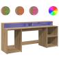 Preview: LED-Schreibtisch Artisan-Eiche 200x55x91 Holzwerkstoff