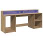 Preview: LED-Schreibtisch Artisan-Eiche 200x55x91 Holzwerkstoff