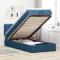 Preview: ARDEBO.de - Ottomane Bett mit Matratze & LEDs Blau 90x200 cm Stoff