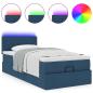 Preview: Ottomane Bett mit Matratze & LEDs Blau 90x200 cm Stoff