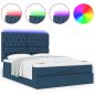 Preview: Ottoman-Bett mit Matratze & LEDs Blau 140x200 cm Stoff