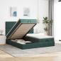 Preview: ARDEBO.de - Ottoman-Bett mit Matratzen & LEDs Dunkelgrün 200x200 cm Samt