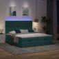 Preview: Ottoman-Bett mit Matratzen & LEDs Dunkelgrün 200x200 cm Samt