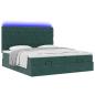 Preview: Ottoman-Bett mit Matratzen & LEDs Dunkelgrün 200x200 cm Samt