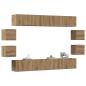 Preview: ARDEBO.de - 8-tlg. TV-Schrank-Set Wandmontage Artisan-Eiche Holzwerkstoff