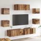 Preview: ARDEBO.de - 5-teiliges TV-Schrank-Set Wandmontage aus altem Holz