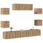 Preview: 7-tlg. TV-Schrank-Set Wandmontage Artisan-Eiche Holzwerkstoff