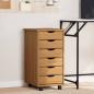 Preview: ARDEBO.de - Rollschrank mit Schubladen MOSS Honigbraun Massivholz Kiefer