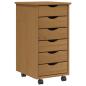 Preview: Rollschrank mit Schubladen MOSS Honigbraun Massivholz Kiefer