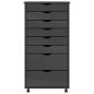 Preview: Rollschrank mit Schubladen MOSS Grau Massivholz Kiefer