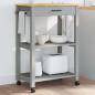Preview: ARDEBO.de - Küchenwagen MONZA 60x40x88,5 cm Grau Massivholz Kiefer