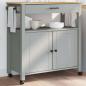 Preview: ARDEBO.de - Küchenwagen MONZA 84x40x88,5 cm Grau Massivholz Kiefer
