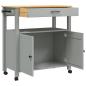 Preview: Küchenwagen MONZA 84x40x88,5 cm Grau Massivholz Kiefer