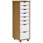 Preview: Rollschrank mit Schubladen MOSS Honigbraun Massivholz Kiefer