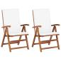 Preview: ARDEBO.de - Klappbare Liegest?hle mit Kissen, 2 St?ck, Massivholz Teak, Creme