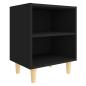 Preview: Nachttische mit Massivholz-Beinen 2 Stk. Schwarz 40x30x50 cm