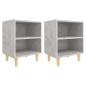Preview: Nachttische mit Massivholz-Beinen 2 Stk. Betongrau 40x30x50 cm