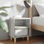 Preview: ARDEBO.de - Nachttisch mit Massivholz-Beinen Grau Sonoma 40x30x50 cm