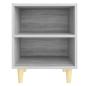 Preview: Nachttisch mit Massivholz-Beinen Grau Sonoma 40x30x50 cm