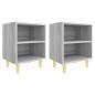 Preview: Nachttische mit Massivholz-Beinen 2 Stk. Grau Sonoma 40x30x50cm
