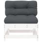 Preview: Mittelsofas mit Kissen 2 Stk. Weiß Massivholz Kiefer