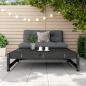 Preview: Gartenhocker Schwarz 120x80 cm Massivholz Kiefer