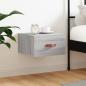 Preview: ARDEBO.de - Wand-Nachttisch Grau Sonoma 35x35x20 cm