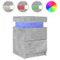 Preview: Nachttisch mit LED-Leuchten Betongrau 35x39x55 cm