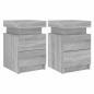 Preview: Nachttische mit LED-Leuchten 2 Stk. Grau Sonoma 35x39x55 cm